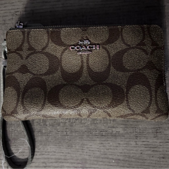Coach Accessories - Coach Tan and Brown Signature Wristlet
